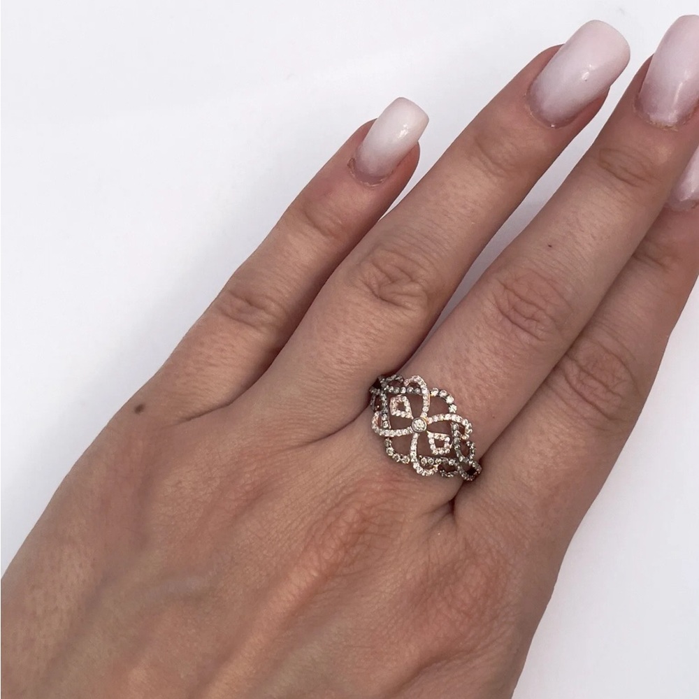 SOLD! 🤎 LeVian Chocolate Diamonds Art Deco Style Ring 14K Rose Gold - Picture 8 of 10